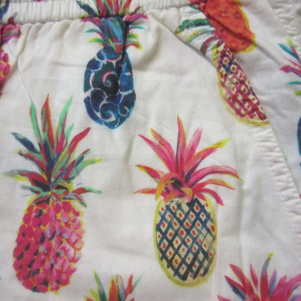NWT J.Crew Seaside in Ivory Ratti Painted Pineapples Pull-on Jogger Pants 8